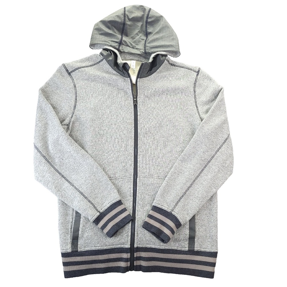 Lululemon Hoodie Mens XL Gray with Contrast Trim and Stitching Full Zip Pockets
